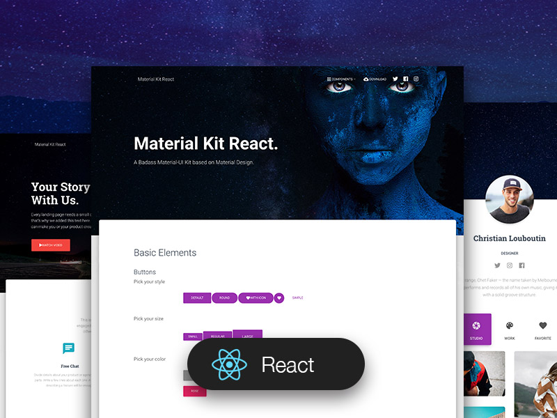 Material Kit React Free - React